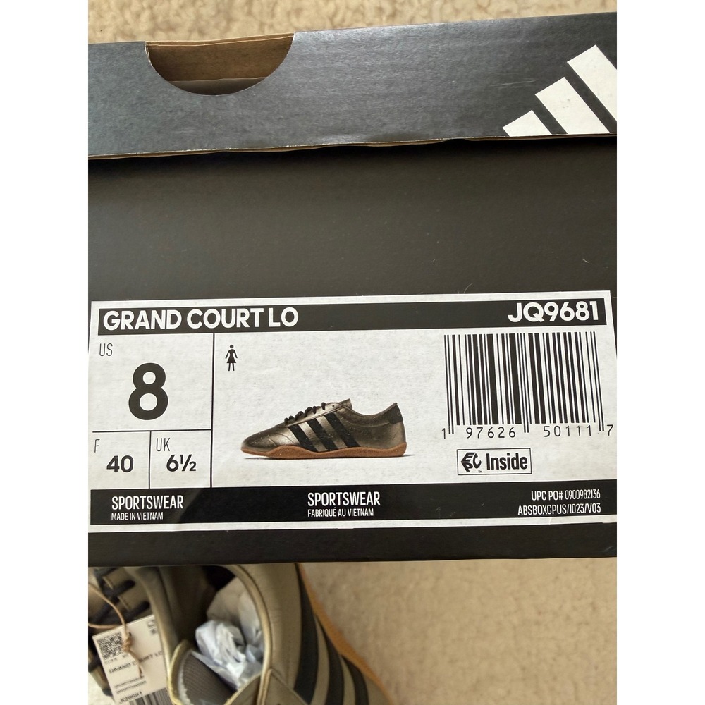 Adidas Grand Court Lo Metallic Gold Black Sneakers JQ9681 Womens Size 8 NEW - Picture 6 of 6